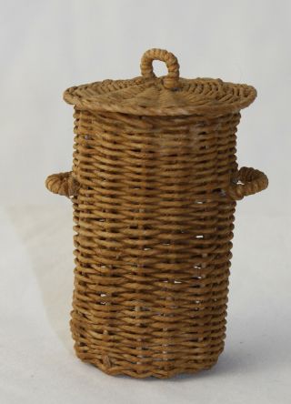 Dollhouse Miniature Artisan Tall Wicker Basket Box Laundry Food Al Chandronnait