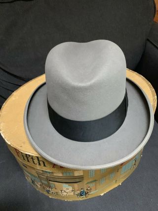 Vintage Dobbs Fifth Avenue York Bowler Hat Grey Black Hat Box 4