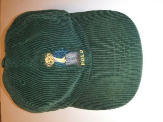 Polo Sport Vintage 1990’s Corduroy Green Mens Hat Cap Bear Logo
