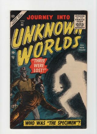 Journey Into Unknown Worlds 46 Fn,  6.  5 Vintage Marvel Atlas Comic Gold 10c