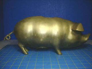 Piggy Bank Ex Large Heavy 6 1/2 Pound 100 Brass Outstanding Vintage Well Made