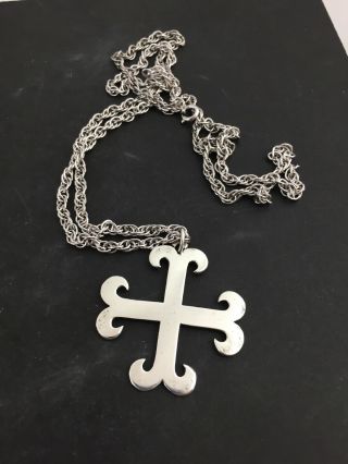 Sterling Silver Cross Pendent Made By James Avery With 30” Sterling Necklace