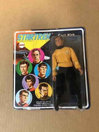 Vintage Capt.  Kirk Action Figure Mego Star Trek 1974on Card Unpunched