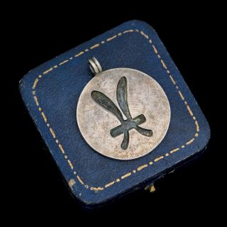Antique Vintage Mid Century Sterling Silver Zodiac Pisces Sign Necklace Pendant