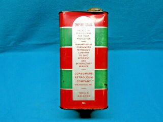 Vintage Empire State 100 Pure Motor Oil 2 Gallon Can Gas Station Advertising 4