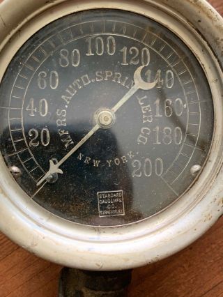 Vintage MFRS Auto Sprinkler Co Pressure Gauge Steampunk Industrial nickel 2