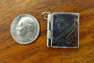 Vintage Silver The " Teen " Ten Commandments Book Movable Charm Htf Wells Rare