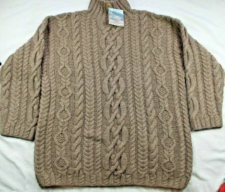 Nwt Vtg Abercrombie & Fitch Men Handmade Wool Heavy Cable - Knit Ramie Sweater M