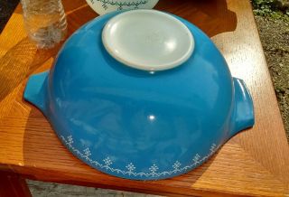 Vintage Pyrex Snowflake Blue Garland Cinderella Mixing Bowls 441 - 444 SET OF 4 4