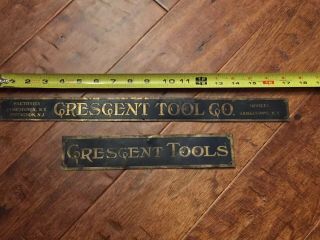 Vintage Crescent Tool Co.  Antique 2 Metal Sign Set From Store Wall Display