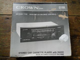 Vintage Crown Cz - 110v Stereo Car Cassette Player W/ Am Fm Radio Japan Nos