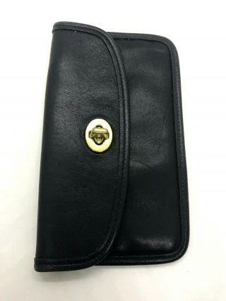 Vintage Coach Black Leather Clutch Small Purse Wallet Handbag