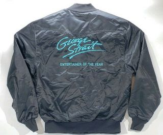 Vtg 80s George Strait Entertainer Of The Year Satin Bomber Jacket L Tour Jacket