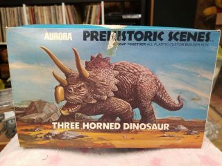 Vintage 1972 Aurora Prehistoric Scenes Three Horned Dinosaur Model