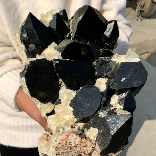 14.  5lb Rare Natural Black Quartz Crystal Cluster Mineral Specimen 9