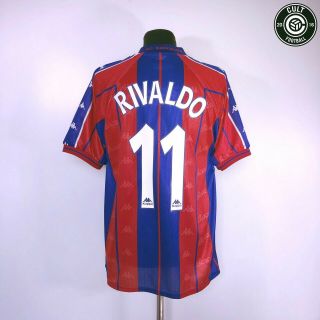 Rivaldo 11 Barcelona Vintage Kappa Home Football Shirt 1997/98 (l) Brazil