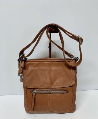 Fossil Hanover Long Live Vintage Brown Leather Crossbody Messenger Bag Zb2869