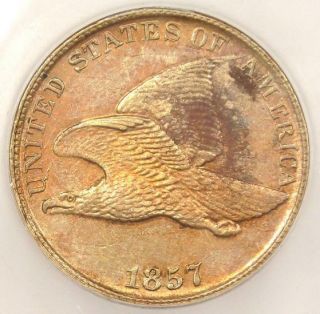 1857 Flying Eagle Cent 1c - Icg Ms60 Details - Rare Bu Ms Unc Early Penny