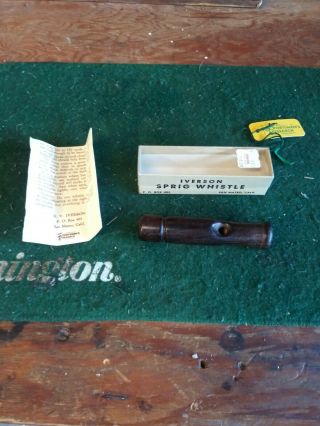 Vintage E.  V.  Iverson Wooden Sprig Whistle Duck Call