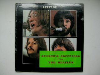 Lp - The Beatles - Let It Be - With Rare Seasons Greetings Hype Sticker