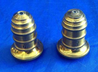 2 Vintage Brass 6 And 7 Microscope Objectives 7 Is Marked Leitz (nr)
