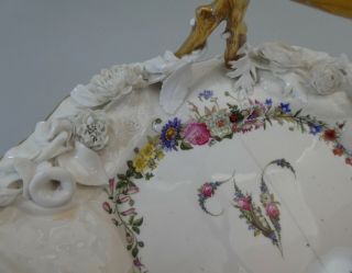 Rockingham porcelain leaf moulded Monogrammed basket,  c.  1838.  Rare. 4