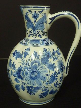 Vintage Porceleyne Fles Delft Pitcher - 1958 Royal Delft Tin Glazed Pitcher