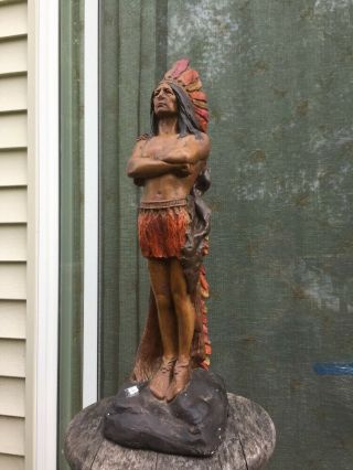 23” Large Vintage Native American/ Indian Chief Warrior Statue