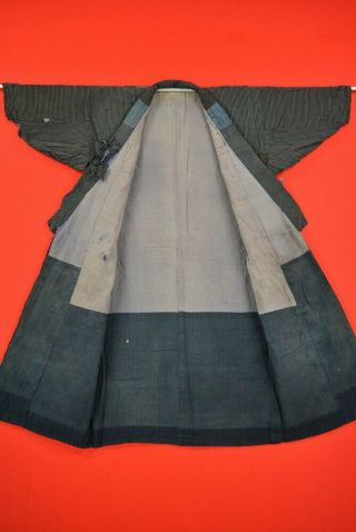 XJ48/750 Vintage Japanese Kimono Cotton Antique Boro NORAGI Sumizome SHIMA 6