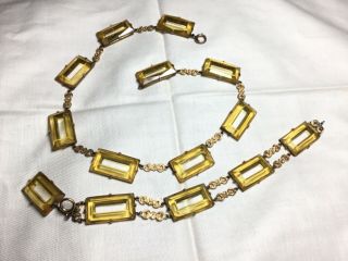 Rare Art Deco Open Rectangle Glass Link Necklace,  Bracelet Set