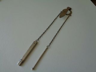 Victorian Edwardian Silver Chatelaine & Cigar Piercer & Pencil Holder Fob