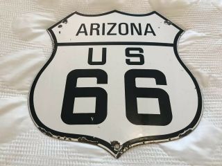 Vintage Us Route 66 Arizona Porcelain Road Sign Mo,  Il,  Ks,  Ok,  Tx,  Az,  Nm,  Ca