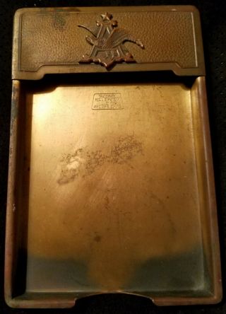 Rare Vintage Anheuser Busch Beer Eagle Brass Tip Tray/ Note Pad Holder