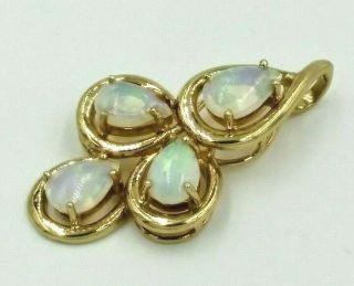 Vintage 14k Solid Yellow Gold Fire Opal Pendant Charm Stamped 585