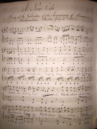 RARE 1821 MUSICAL MANUSCRIPT BY OLIVER SHAW (1779 - 1848) STAR SPANGLED BANNER 6