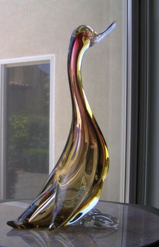 Vintage Murano Venetian Italian Glass Swan Bird Hand Blown