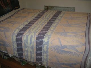 Vintage Reversible Cotton Camp Trade Blanket 61 " X 65 "