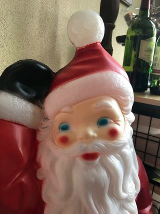 Vintage Blow Mold Santa Claus Waving Mittens 41” Empire Plastics Light Up 3