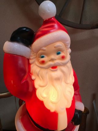 Vintage Blow Mold Santa Claus Waving Mittens 41” Empire Plastics Light Up 8
