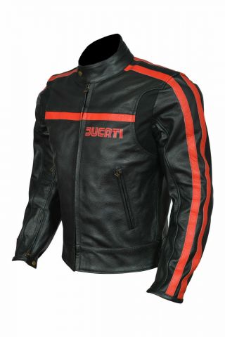 Ducati Sheep Skin Real Leather Jacket Motorcycle Vintage Bomber For Men 
