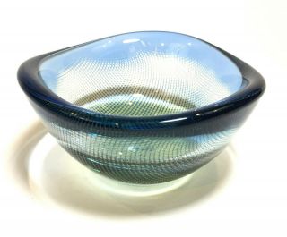 Rare Orrefors Swedish Sven Palmqvist Kraka Nr Net Art Glass Bowl Signed 342