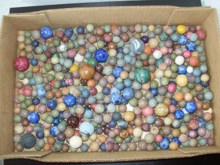 400,  Antique Vintage Clay Marbles Various Sizes & Colors