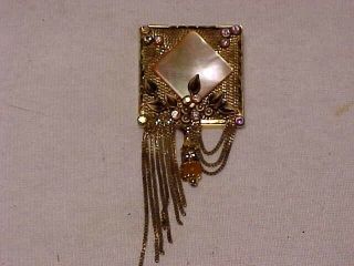 Vintage Marena Square Pin Brooch Pendant Hand Made In W.  Germany Gold Tone