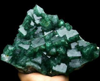 7.  4LB Rare Beauty Large Particles Green Cube Fluorite Crystal Mineral Specimen 2