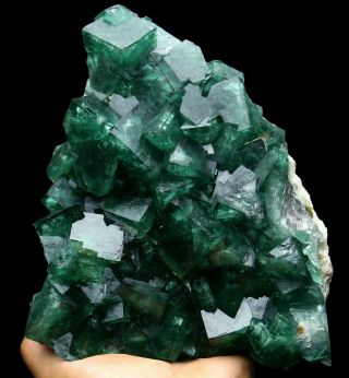 7.  4LB Rare Beauty Large Particles Green Cube Fluorite Crystal Mineral Specimen 6
