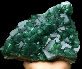 7.  4LB Rare Beauty Large Particles Green Cube Fluorite Crystal Mineral Specimen 7