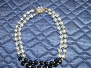 Miriam Haskell Large Chunky Baroque Double Strand Pearls Necklace Jewelry Signed