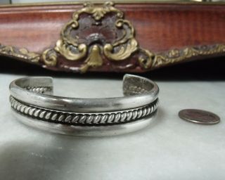 Art Deco Vintage Sterling Silver Native American Heavy Cuff Bracelet