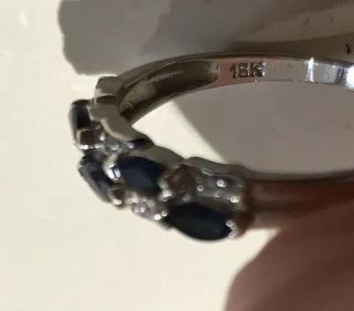 Vintage 18K White Gold Sapphire and Diamond Ring Band. 5