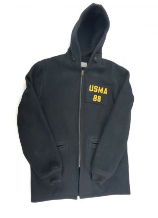 Usma 88 West Point Cadet Military Army Black Wool Vintage Parka Coat Xl